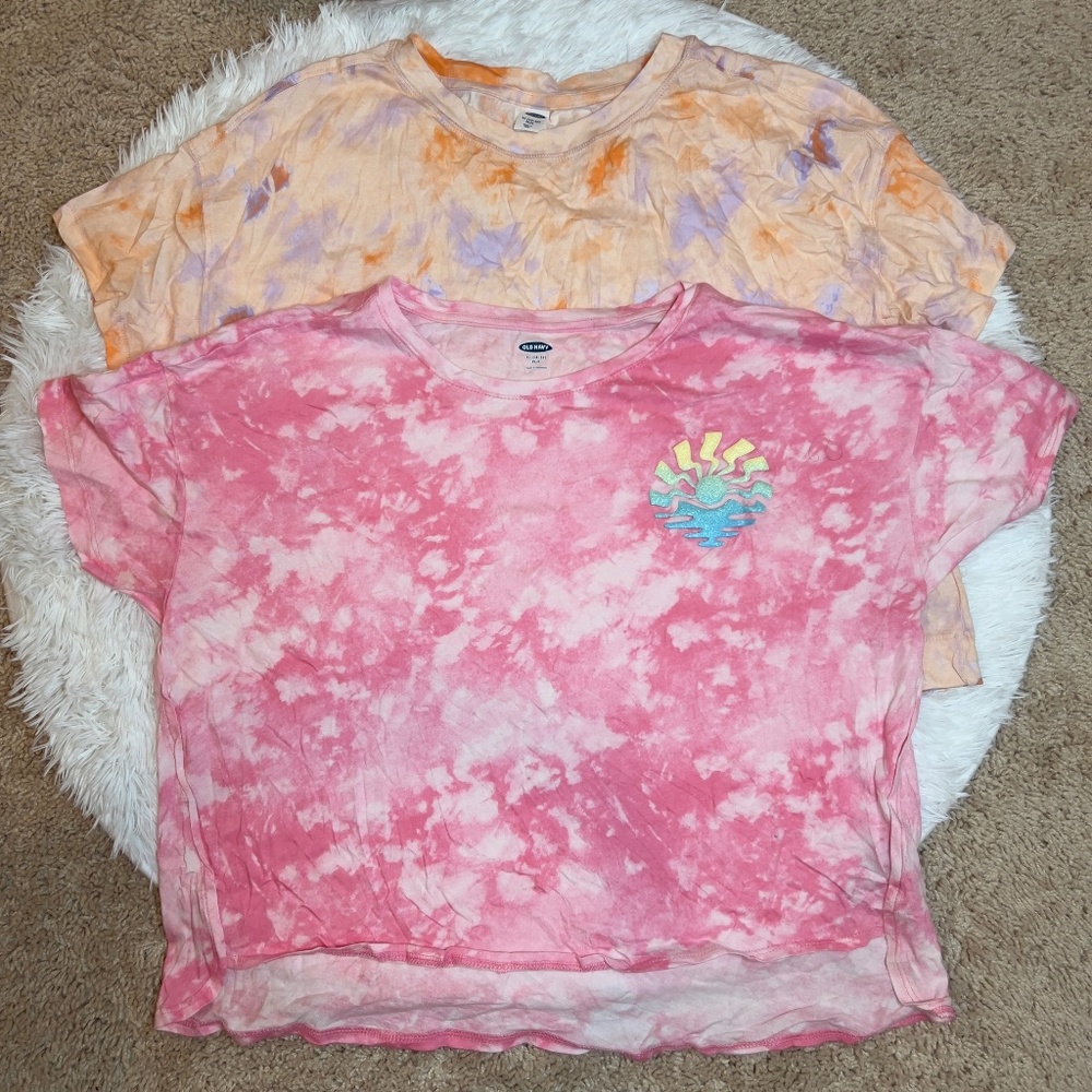 New! Old Navy Girls Tie Dye Crop Top Set | XL Plus (14-16) | Pink and Orange